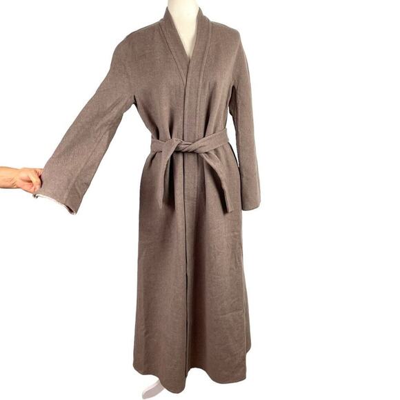 Mondi Pure New Wool Belted Longline Duster Cardigan Beige German Size 34 USA 2 - Picture 5 of 16